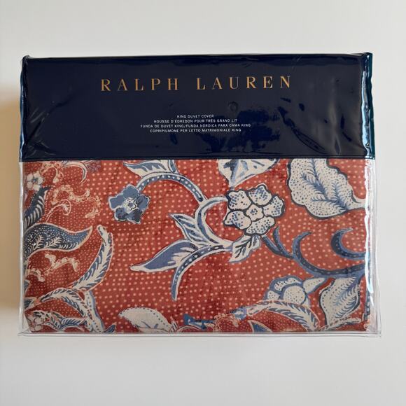 Ralph Lauren Luxury Mirabelle King Duvet Terracotta 108” x 96" NEW Preppy $425 - Picture 4 of 8